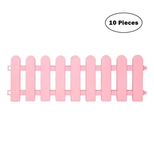 MrGarden Plastic Edging Fence Decorative Garden Barrier Panels L197 xH69 Dog Outdoor Fence Garden Border Fencing Folding Patio Fences 10pack Pink