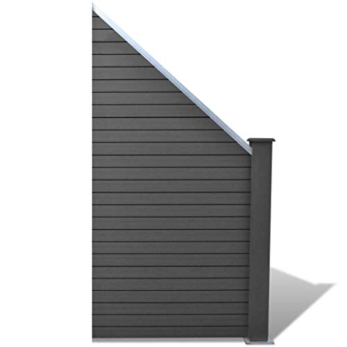 SKB family Slanted WPC Garden Fence Panel Gray Gray Wood-Plastic Composite