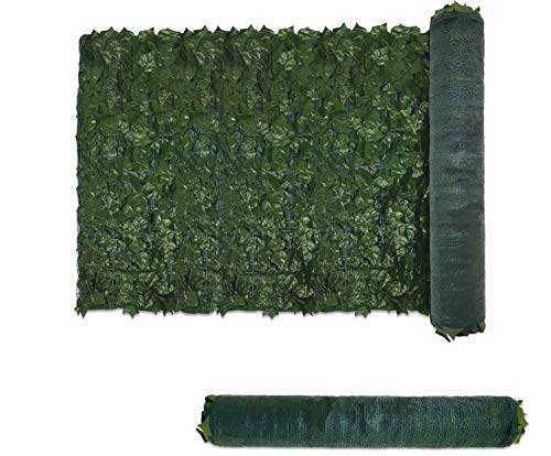E&K Sunrise 4 x 8 Faux Ivy Privacy Fence Screen with Mesh Back-Artificial Leaf Vine Hedge Outdoor Decor-Garden Backyard Decoration Panels Fence Cover - Set of 1