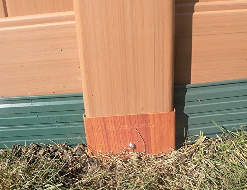 Fence Armor for Wood Fences - 4 x 4 FITS 35 X 35 POSTS - Redwood Grain - 10 Piece Set