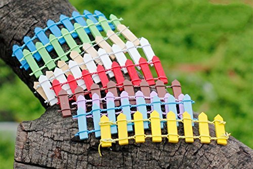 Grocery House Miniature DIY Fairy Garden Wood Picket Fence Dollhouse Plant Decor Ornament Green