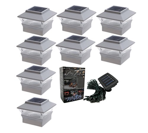 8-pack 4x4 Outdoor Garden Solar Led White Post Cap Pvc Fence Pathway Landscape Square Light Lights + Free Bonus