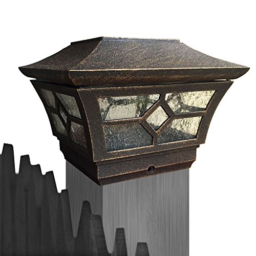 Cheekon 151024be Solar Powered Outdoor Gardens Fence Post Cap Led Lights ,cast Magnesium Alloy,glasses,bronze