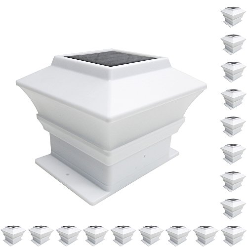 Iglow 18 Pack White Outdoor Garden 4 X 4 Solar Led Post Deck Cap Square Fence Light Landscape Lamp Lawn Pvc Vinyl