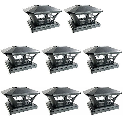 Iglow 8 Pack Black Outdoor Garden 6 X 6 Solar Smd Led Post Deck Cap Square Fence Light Landscape Lamp Pvc Vinyl