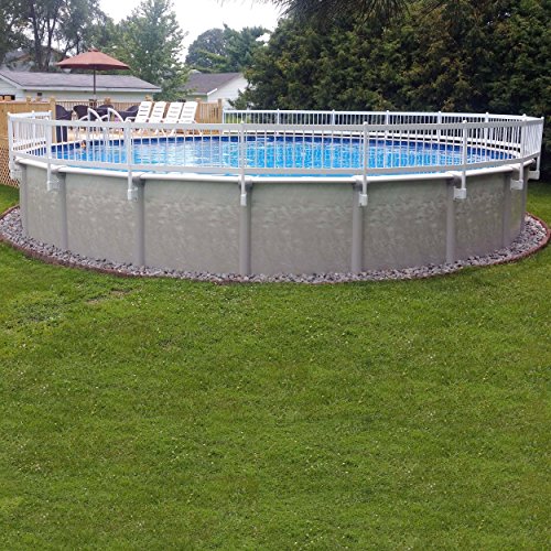 24-Inch White Economy Vinyl Works Resin Above-Ground Pool Fence Base Kit A - 8 sections
