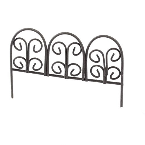 Group of 4 Rustic Metal Arched Fence Sections with Center Scroll Design for Crafting Fairy Gardens and Displays