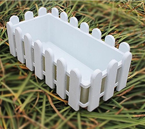 Hineway 2 Of Flowers Potted Plant Garden Nursery Picket Fence Pot Pack Racks Container White