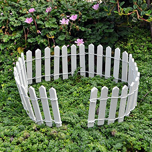 Miniature Fairy Garden White Wood Picket Fence 18&quot By 2&quot
