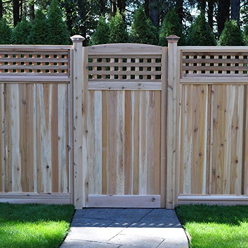 3 ft x 6 ft Western Red Cedar Arch Top Checker Lattice Fence Gate