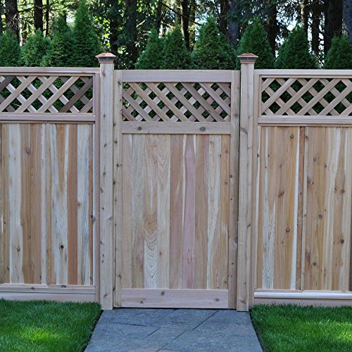 3 ft x 6 ft Western Red Cedar Flat Top Diagonal Lattice Fence Gate