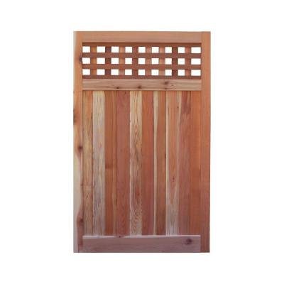 Signature Development 35 ft H W x 6 ft H H Western Red Cedar Flat Top Checker Lattice Fence Gate