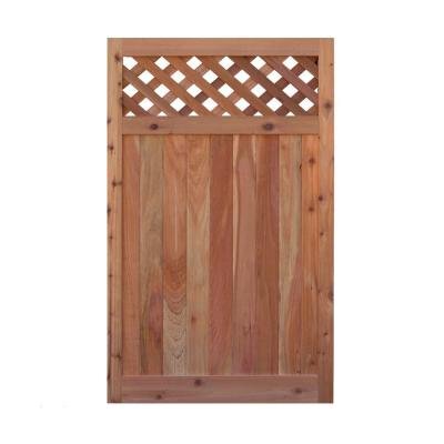 Signature Development 35 ft H W x 6 ft H H Western Red Cedar Flat Top Diagonal Lattice Fence Gate