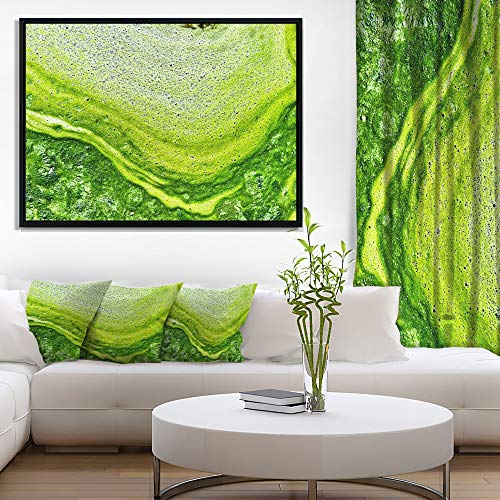 DESIGN ART Designart Polluted Water with Algae in Green Large Abstract Framed Canvas Artwork 42 in Wide x 32 in high