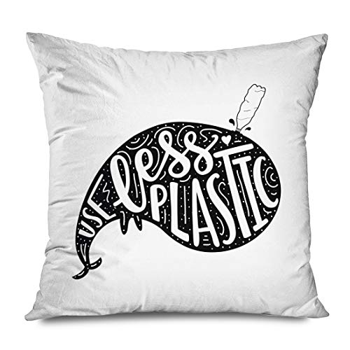 Onete Throw Pillow Cover Square 20x20 Inches Nature Toxic Whale Who Waste Polluted Typography Oil Doodle Eco Fish Quote Cant Water Text Design Decorative Cushion Case Home Decor Zippered Pillowcase