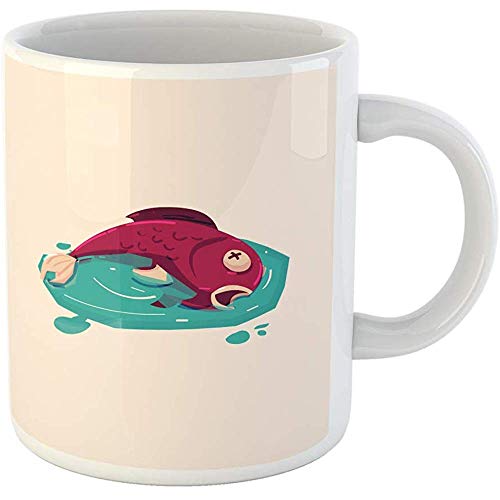 Personalized 11 Ounces Funny Coffee Mug Marine Dead Fish in Polluted Water Pollution River Sea Ceramic Coffee Mugs Tea Cup Souvenir