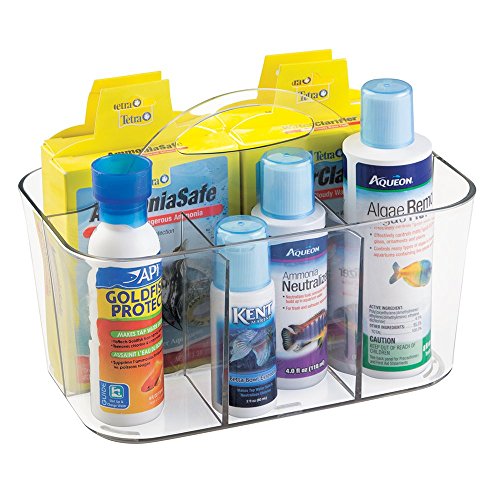 Mdesign Storage Caddy Tote For Fish Tank, Pond, Aquatic Supplies - Clear
