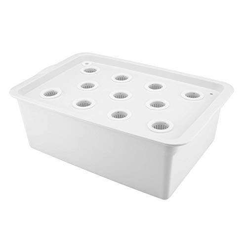 Hydroponic System Hydroponic System 11 Holes Hydroponic System Growing Box Deep Water Soilless Culture Box for Planting or Cultivating Plant and Flower White US Plug