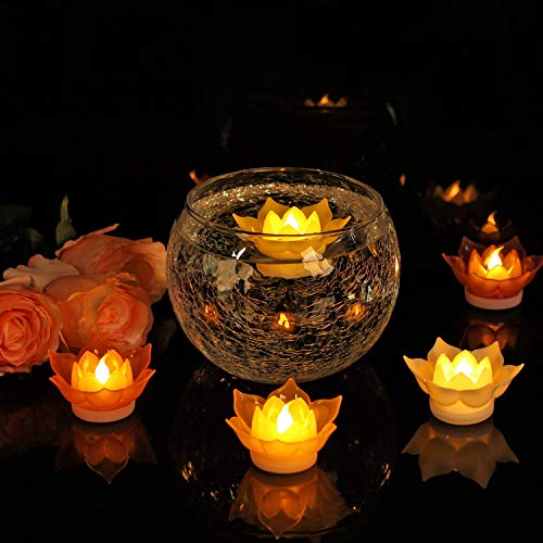 Romingo 7 Colors Lotus LED Candles Floating Candle Batteries Operated Flameless Candle Light Beautiful for Festival Lamp Decoration Home Garden Pond