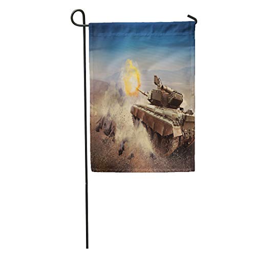 Emvency Garden Flags 12 x 18 Blue War Heavy Armor in The Field of Battle Tank Military Army Soldier Outdoor Decorative House Yard Flag Seasonal