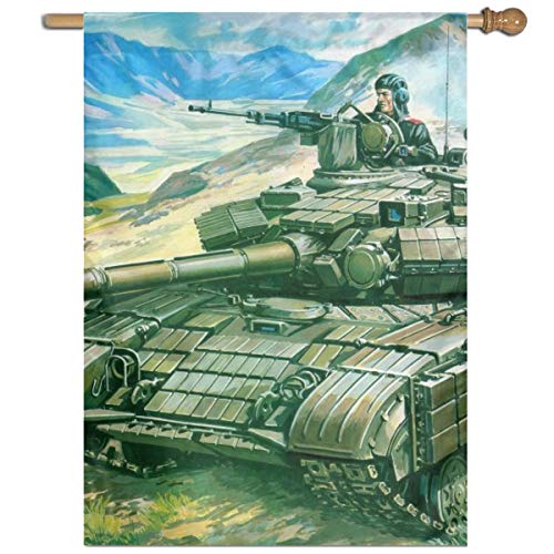 Garden Flag Tank Drawing Lawn Banner Outdoor Yard Home Flag Wall Decoration Flag 27 X 37