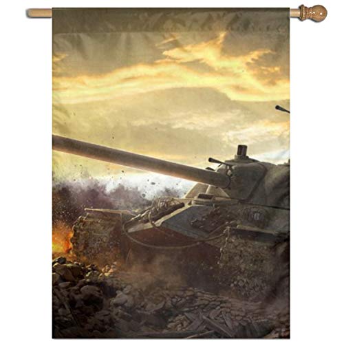 Garden Flag Tank Sunset Lawn Banner Outdoor Yard Home Flag Wall Decoration Flag 27 X 37