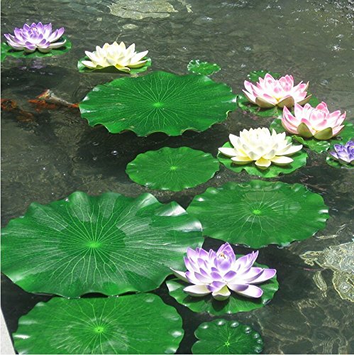 Roberts 4PCS Set Artificial EVA Floating Foam Aquarium Foliage Floating Lotus Leaf Decor Pool Fish Tank Pond Leaves Home Garden Decoration 40cm