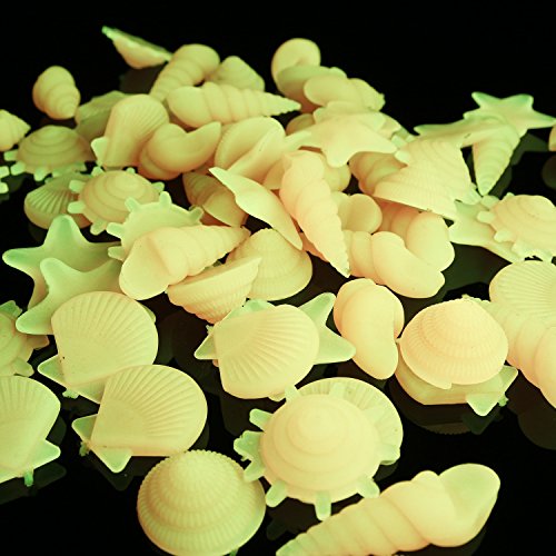 Shiny Stone Glow in The Dark PebblesGlow PebblesDecorative Glow Stones Gravel for Fairy Garden Gift Fish Tank Aquarium Decoration Seashell&Conch&Starfish Shape Mixed285g062lb Pink