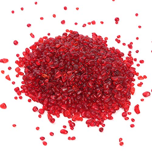 Reflective Tempered High Luster Fire Glass Fire Pit Glass GravelFire Glass Rocks PebblesGlass Beads Gems for Fish Tank Aquarium Garden Flower Pot Decoration 3-6mm 525g1851oz Red