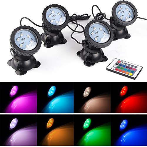 S SMIFUL Lawn Light Waterproof IP 68 Submersible Spotlight Color Changing Spot Light for Aquarium Garden Pond Pool Tank Fountain Waterfall Set of 4