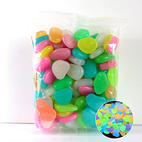ZHUOHONG Glowing Colored Pebbles - Safe Non-Toxic Lead-Free Colorful Luminescent Decorations in a Variety of Colors Available for Aquarium Garden Trail 50100 PCS