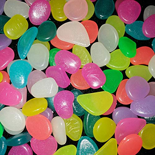 sexyrobot Glow in The Dark Garden Pebbles Colorful Decorative Stone Rocks for Mothers Day Outdoor Walkways Driveway Garden Path Fish Tank Aquarium 200pcs