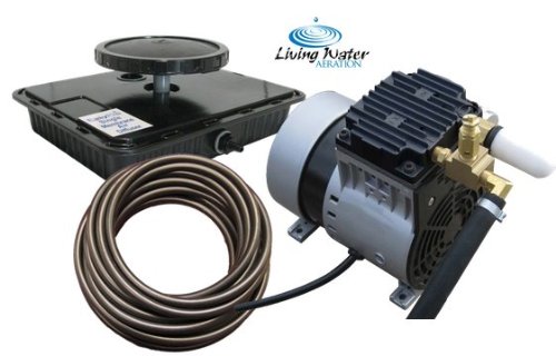Airpro Pond Aerator Kit By Living Water - Rocking Piston Pond Aeration System For Up To 1 Acre - Minimize Odor