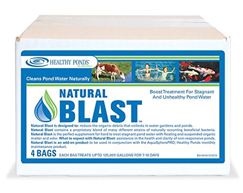 Healthy Ponds 51131 Natural Blast Pond Water Cleaner 4 Water Soluble Packets Each Packet Treats up to 125000 Gallons for 7-10 Days