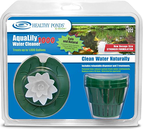 Healthy Ponds 52301 AquaLily Water Cleaner 1000 - Reloadable Dispenser with 2 30-Day Refills Treats up to 1000 Gallons for 60 Days
