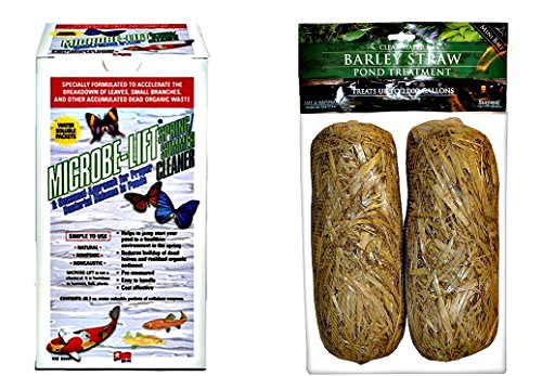 Pond Cleaner And Treatment Kit - Clear Water Barley Straw Bales 2-pack And Springsummer Cleaner By Microbe-lift