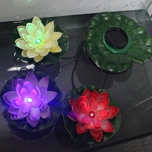 AGPtekÂ Colorful LED Floating Waterproof Lotus Lamp Pond Landscape Light with Solar Powered for Christmas Valentines Day Mid-autumn Day and Wedding Decoration