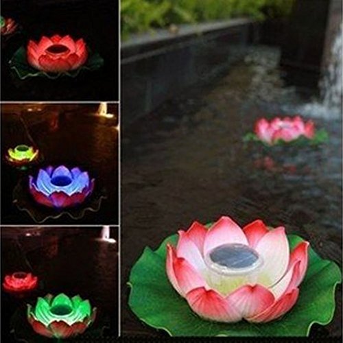 Ecbuy Waterproof Solar Floating Led Lotus Light Color-changing Flower Night Lamp pond gardenhouse Lights For