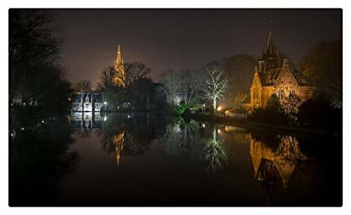 Belgium Houses Pond Night Bruges West Flanders Cities Furniture Decorations magnet fridge magnets