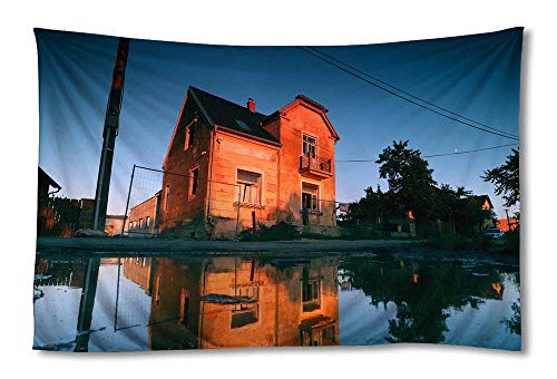 EGOTOU Czech Republic City House Pond Water Reflection - Wall Tapestry Home Decor Art Wall Hanging Tapestries 30x45 inch