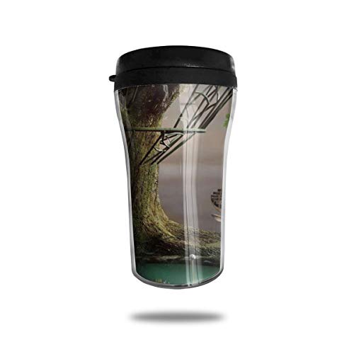 Kuyanasfk Fairtale Tree House Pond Deer in Forest Stainless Steel Coffee Tumbler Travel Cup Vacuum Insulated Coffee Mug 85oz for Men Women Home Office Camping