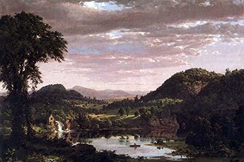 Posterazzi Poster Print Collection Landscape of New England with Mill House and Pond and a Person in a Canoe Frederic Edwin Church 18 x 24 Multicolored