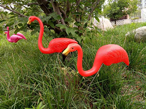 FidgetGear Pair of Muti-Color Pond Plastic Flamingo Garden Party Ornaments Decoration Red