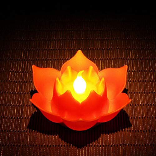 Uonlytech LED Floating Lotus Candles Floating Flameless Candles Wishing Light Beautiful for Pool Garden Pond Decoration Pack of 7