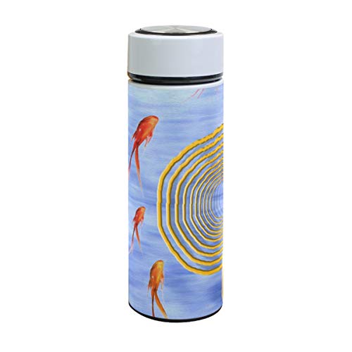 CustomThe Goldfish Pond Vacuum Insulated Water Bottle 304 Stainless Steel Coffee Travel Mug Double Wall Insulation Thermal Flask Leakproof Lid Capacity 500 ml