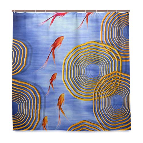 HZVBENGFTZ Bathroom Shower Curtain The Goldfish Pond Shower Curtains Fabric Shower Room Curtain Durable Waterproof Home Bath Curtain Sets with 12 Hooks