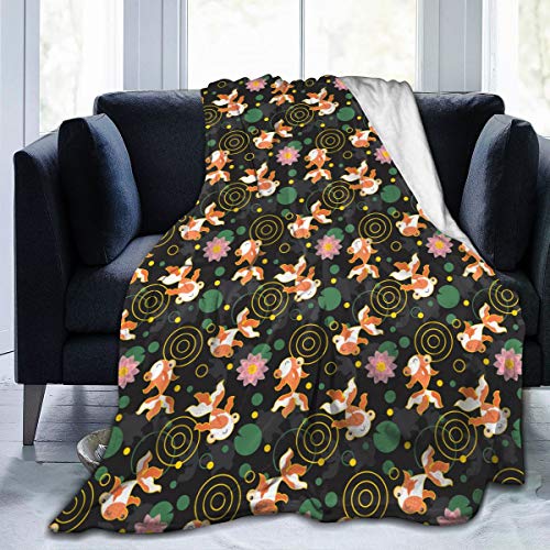 simple socks Flannel Plush Throw Blanket Cute Kawaii Goldfish Pond Lightweight for Bed Couch Living Room