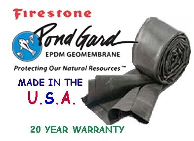 Firestone W56PL452020 EPDM Rubber Pre Cut and Boxed Pond Liner Black 20-Foot length x 20-Foot Width x 0045-Inch Thick