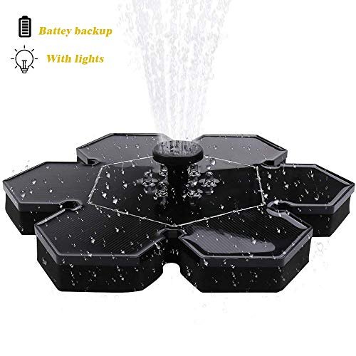 LED Solar Fountain Lighting Water Fountain for Bird Bath w Battery Backup 10V 2W Newest Solar Panel Fountain Pumps Submersible Outdoor for Small Pond Swimming Pool Garden Patio and Lawn