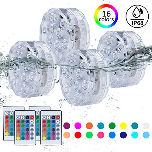Lovelychica Submersible LED Lights with Remote-Battery Operated Puck Lights Controlled 16 Color ChangingWaterproof Underwater Led Lights for Fish Tank Pond Swimming Pool Party